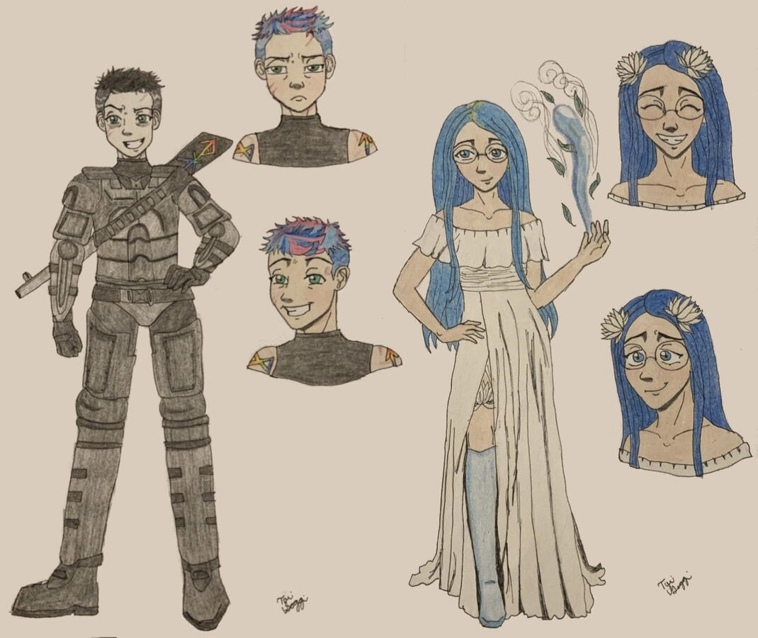 Drawing of the main characters by Tori